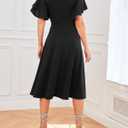 Bridesmay Women's Formal Wedding Guest Dress for Women 2026 Short Sleeve Fit and Flare Tea Party Dresses (Black, XXL)