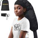 Bonnet Hair Dryer Attachment: Upgraded Extra Large Hooded Hair Dryer Adjustable Soft Blow Dryer Caps - Easy to Use for Natural Curly Textured Hair Care Styling Fast Drying (Extra Large - Black)