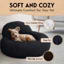 PetJett Calming Dog Bed for Small Dogs 23" Donut Dog Beds, Anti-Slip & Washable Fluffy Plush Faux Fur Pet Bed, Anti-Anxiety Premium Comfort Round Puppy Bed, Fits Dogs up to 25 lbs Black