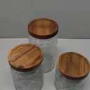 Gerrii 3 Pcs Glass Food Storage Containers 17/24/34 oz Vintage Glass Jar with Lid Begonia Pattern Airtight Candy Jar Food Jars Canisters for Kitchen Counter Pantry Coffee Tea Beans(Round)