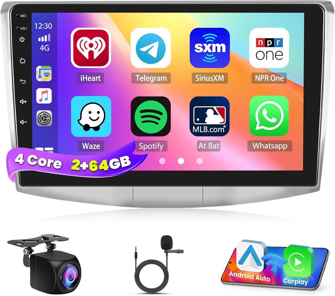 2+64G Screen for VW Passat B6 B7 CC 2010-2015 CarPlay Stereo Android 13 Car Radio 10.1 Inch Touchscreen Android Auto Backup Camera GPS FM RDS DSP 26UI