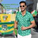 Mens St. Patrick's Day Shirt Hawaiian Shirts for Women Irish Clover Printed Casual Short Sleeve Summer Beach Top Costume (Green, XL)