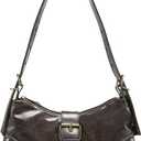 QWINEE Women's Studded Y2k Purse Rivet Hobo Purse Punk Leather Shoulder Bag with Buckle Brown# One-Size