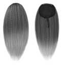 Long Gray Yaki Straight Drawstring Ponytail for Black Women 20inch Slight Kinky Straight Hair Pony Tail Hairpieces Synthetic Ponytail Extension(T1B/Gray)
