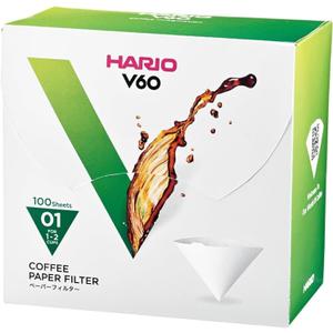 Hario V60 Paper Coffee Filter, Size 01, White, 100ct Box