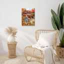 Tijuboni Farmhouse Fall Wall Art Pumpkin Patch Scarecrow Harvest Pictures Decor Autumn Barn Truck Canvas Prints Painting Artwork Home Thanksgiving Gift for Kitchen Bathroom Living Room 12"x16"