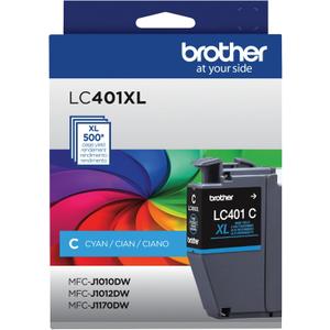 Brother Genuine High Yield Cyan Ink Cartridge, LC401XLCS, Cyan and Black