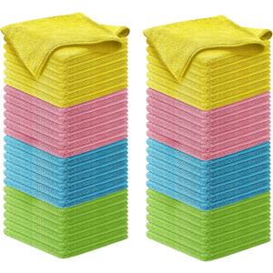 USANOOKS Microfiber Cleaning Cloth - 100Pcs (12.5x12.5 inch) High Performance - 1200 Washes, Ultra Absorbent Towels for Cars Weave Grime & Liquid for Streak-Free Mirror Shine (Multicolor)