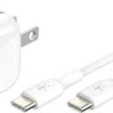 Belkin Compact Charger Block 30W - 1M USB-C to C Cable Included, USB-C PD Super Fast Charging - Samsung Galaxy S25, Apple iPhone 17, Air, Pro, iPad, Nintendo Switch 2, Google Pixel 10, etc. - White