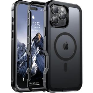 Magnetic for iPhone 16 Pro Max Case, [Compatible with MagSafe][Military Grade Drop Protection][Heavy Duty Protection][Non-Slip][Shockproof] 2-Layer Durable Bumper Phone Case 6.9''-Black