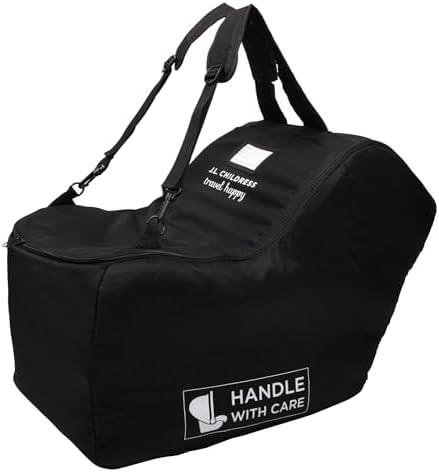 J.L. Childress Padded Infant Car Seat Bag with Wheels - Travel Bag for Airplane, Fits Most Baby & Infant Car Seats, Compatible with UPPAbaby, Nuna, & Chicco, AirTag Compatible - Premier, Black