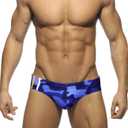 MIZOK Men's Ployester Swimsuit Bikini Briefs with Adjustable Drawstring, L