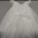 Uhnice Flower Girl Dress Satin Ball Gown for Wedding Party with Bowknot (5-6 Years, White)
