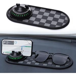 Multifunctional Car Anti-Slip Mat,Car Anti Slip Mat Phone Holder, with Temporary Parking Number, 360 Rotating Adjustable Universal Fit Anti-Slip Mat for Phones, Sunglasses and Keys Gadget