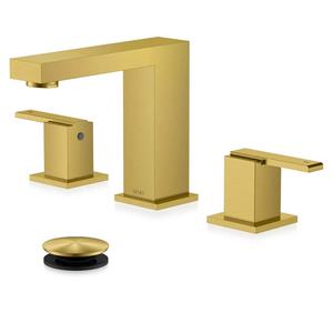 KENES Brushed Gold Widespread Bathroom Faucet 3 Hole Bathroom Sink Faucet Gold Two Handle, 8-Inch 3 Pieces Bathroom Vanity Faucet with Pop Up Drain & Supply Lines, KE-9050-4-P