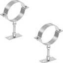 2 Sets 4 Inch Adjustable Pipe Bracket, Heavy Duty Galvanized Steel Split Ring Hanger, Round Supports for Plastic Ventilation Pipe Chimney Drainage Tube