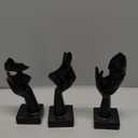 3 Pcs Thinker Statue, Silence is Gold Abstract Art Figurine, No Hear No See No Speak Modern Home Resin Sculptures Decorative Objects Decor for Home Office Bookshelf Desktop(Black) (A-41)