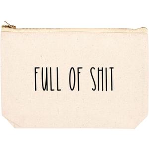 Andaz Press Funny Makeup Bag Canvas Cosmetic Bag with Zipper Full Of Shit Makeup Pouch For Purse Travel Pouch Toiletry Bag Funny Pencil Bag Cute Birthday Gifts for Women 6.5 x 9 Inch
