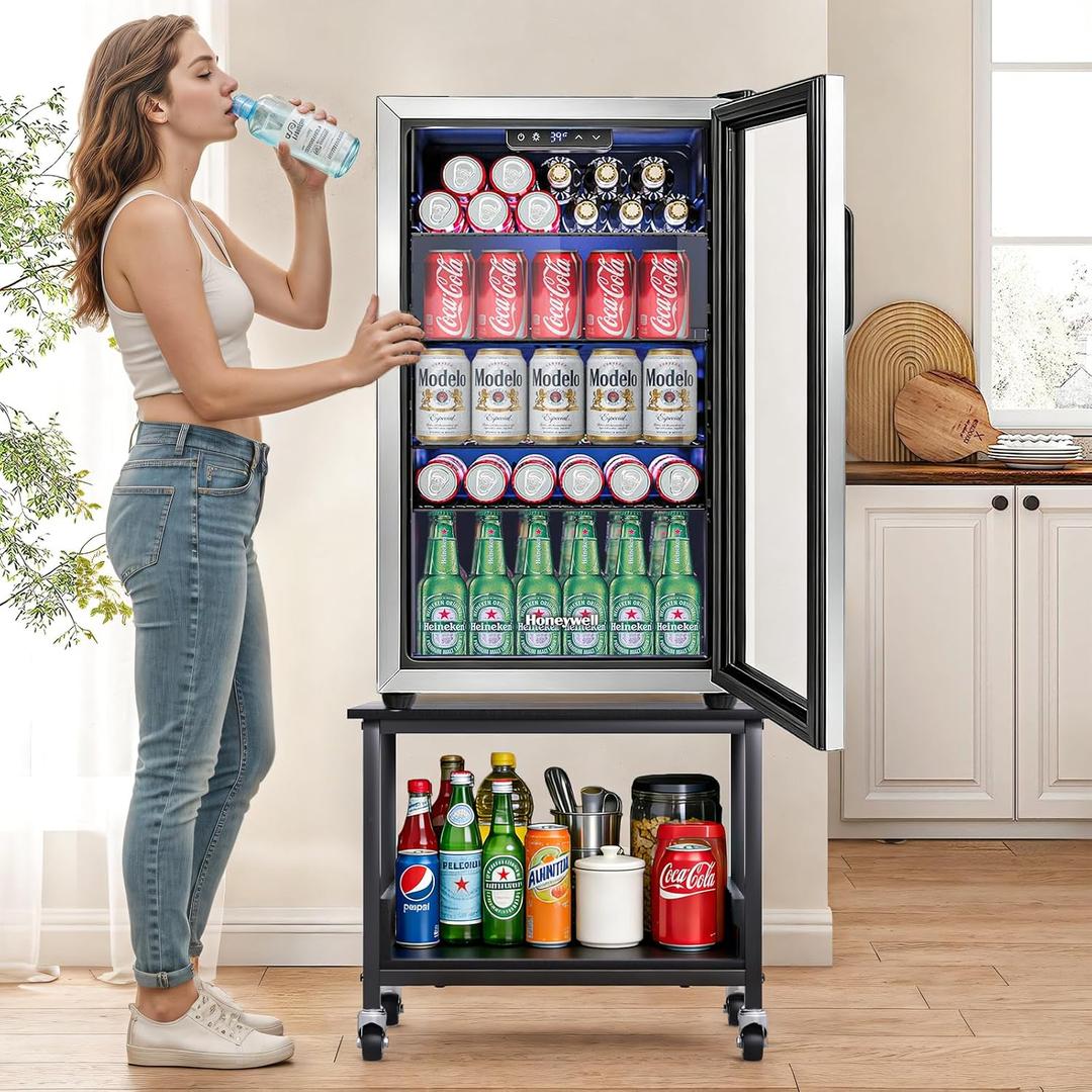 Mini Fridge Stand Hold Up to 350 lbs Mini Fridge Stand with Storage 19.7x19.7x18" Refrigerator Table with Stainless Steel Wheels 2-Tier Refrigerator Cabinet for Dorm Apartment Kitchen Office Bedroom