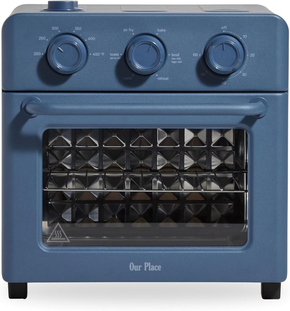 Our Place Wonder Oven | 6-in-1 Stainless Steel Air Fryer Toaster Oven Combo with Basket, Rack, Pan & Tray | Compact 13 QT Countertop Capacity - Toast, Roast, Bake, Reheat, Broil & Steam | Blue Salt, 12.7 Quarts
