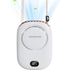 AOCOOLFAN Portable Neck Fan, Mini Small Personal Handheld Fan USB Rechargeable 3 Speed for Girls Boys Woman Eyelash Travel Home Office Outdoor (White)