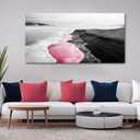 YCPRIMER Pink Canvas Wall Art Beach Black and White Picture for Living Room Large Artwork for Wall Decor Coastal Ocean Seascape Painting bedroom Decoration Above Bed Size 29x58inch