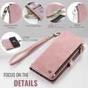 Defencase for Galaxy S26 Ultra Case Wallet with RFID Blocking Card Holder for Women Men, PU Leather Magnetic Snap Flip Wristlet Strap Zipper Wallet Phone Cases for Samsung Galaxy S26 Ultra 6.9", Pink