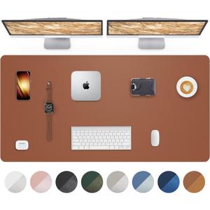 Large Leather Desk Mat - 48"x24" Office Desk Protector, Non-Slip PU Leather Mouse Pad, Waterproof Writing Pad for Office and Home (Brown)