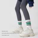 women's men's selected Athletic round neck socks cotton stripe socks 5/10 pairs (White)