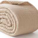 6 Layers Cotton Muslin Blankets, 50"x70" Lightweight Cotton Throw, Cooling Soft Throw Blanket for Year-Round Comfort, Breathable Quilt Bedspread, Gauze Weave Bedding for Adults, Oatmeal, Beige Linen