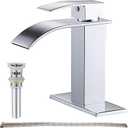 Chrome Bathroom Faucet Waterfall Single Handle Bathroom Sink Faucet with Metal Pop-up Drain, Bathroom Faucet One Hole or 3 Hole with Deck Plate