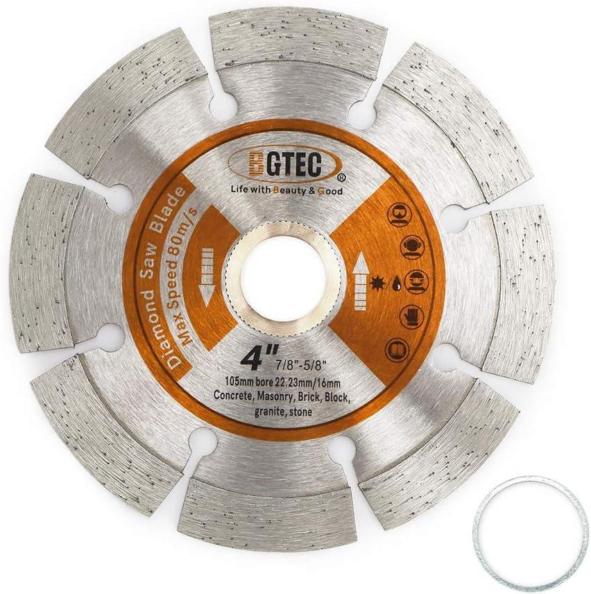 Power Saw Segmented Diamond Blades,BGTEC 1pc 4" General Purpose Dry or Wet Cutting Disc for Concrete Stone Brick Masonry