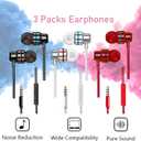 3 Pack Wired Earbuds, Wired in-Ear Headphones with Microphone and Volume Control, Noise Isolation, Pure Sound, Lightweight 3.5mm Earbuds Compatible with Samsung, Tablets, Laptops, MP3 and etc.