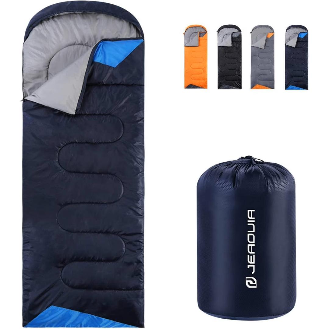JEAUQIA Sleeping Bags for Adults Backpacking Lightweight Waterproof- Cold Weather Sleeping Bag for Girls Boys Mens for Warm Camping Hiking Outdoor Travel Hunting with Compression Bags