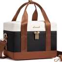 LOVEVOOK Insulated Lunch Box for Women Men, Reusable Lunch Bag with Large Capacity, Leakproof Cooler Lunch Tote for Work, Office, Outdoor Use, Black-beige-brown (Medium)