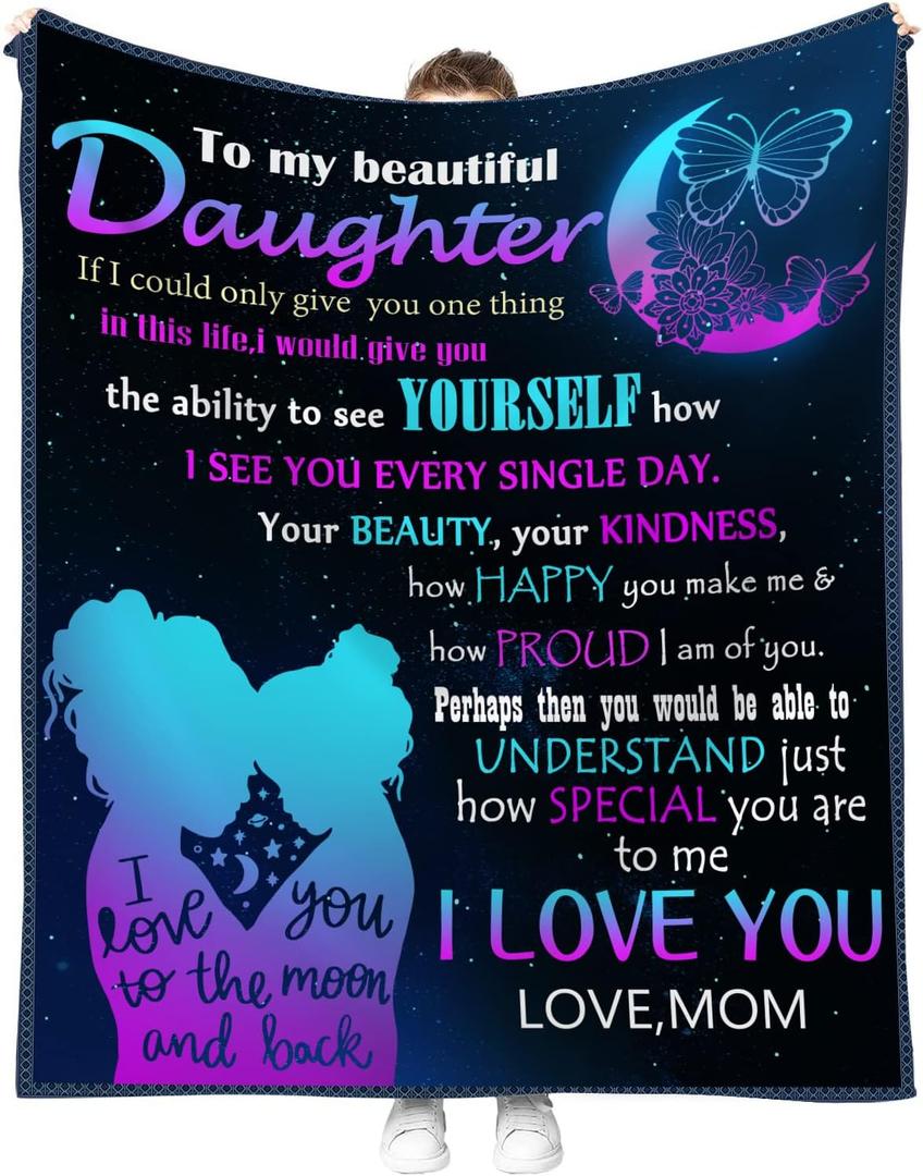 Daughter Gift from Mom, to My Daughter Blanket from Mom for Daughter, Halloween Christmas Birthday Gifts for Daughter (50" x 40")