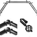 13/16" Double Bay Curtain Rod 20"-36", 38"-72" - Black