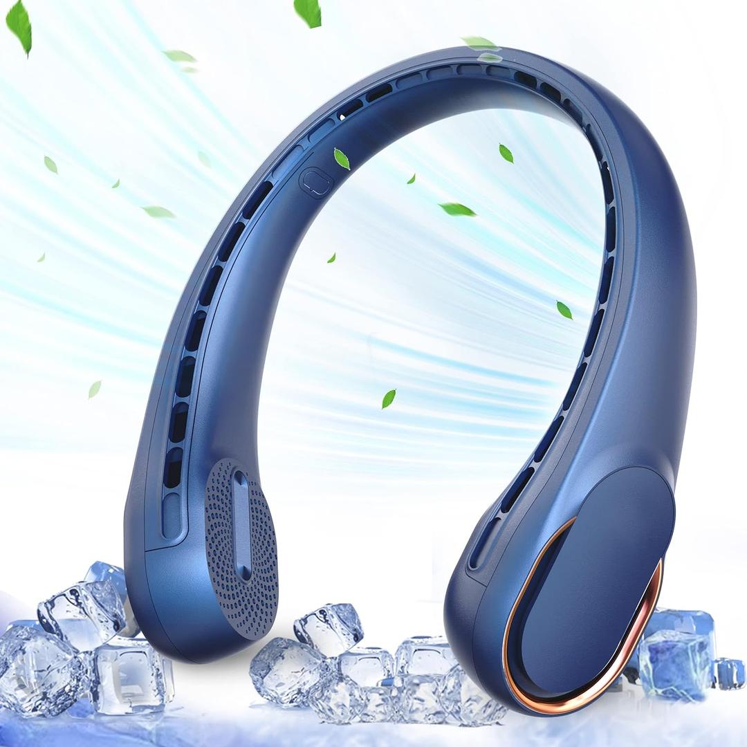 ASNUG Neck Fan, USB Rechargeable Personal Fan, 4000 mAh Battery Operated, 3 Speeds Adjustable, Faster Cooling, Ultra Quiet, Suitable for Home, Office, Travel, Sports, One Size