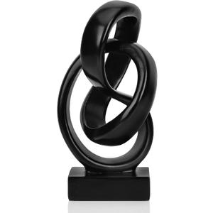 DOVDOV Abstract Black Knot Sculpture, Geometric Decor, Black Decorative Piece for Living Room Coffee Table or Bookshelf Top, Office Coffee Table or Entryway Console Decor.