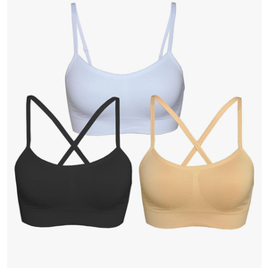 AKAMC Women's Cross Back Sport Bras,Adjustable Straps Padded Criss Cross Cropped Bras for Yoga Workout Fitness XXXL