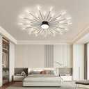 JAYMP 50.4" Ceiling Light Modern Flower Shape Ceiling Lamp for Living Room Dining Room Semi Flush Mount Metal Acrylic Sputnik Firework Petal LED Lighting Fixture (Matte Black, D50.4xH4.3inch), 50.4in
