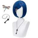 Dark Blue Wigs with Bangs for Women Short Bob Wig Cosplay Costume Halloween (Adult dark blue)