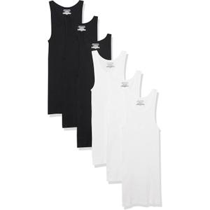 Amazon Essentials Men's Slim Fit Breathable Cotton Tank Undershirts, Pack of 6 (XX-Large, Black/White)