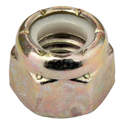 5/8"-18 (10 Pack) Grade 8 Hex Nylon Insert Lock Nut, Fine Thread, Yellow Zinc by Makers Bolt