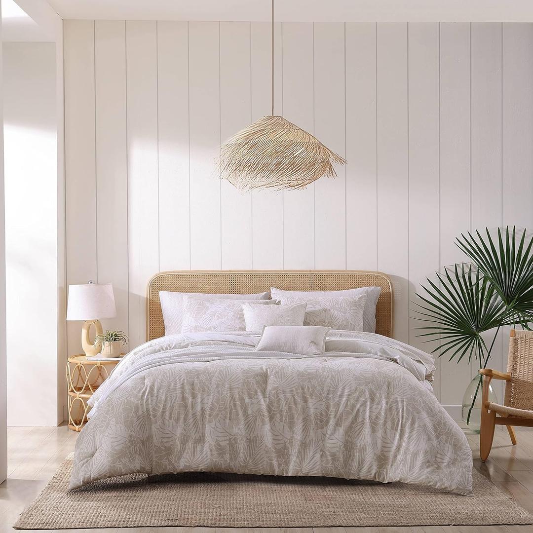 Tommy Bahama- King Comforter Set, Cotton Reversible Bedding Set, Includes Matching Shams with Throw Pillows (Costa Blanca Beige, King)