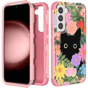 for Samsung Galaxy S21 Case - Women Cute Girls Phone Cover Cool Aesthetic Unique Design Teen Kawaii Cat Flower Heavy Duty Protective Hard Shockproof Military Grade Funda for Galaxy S21