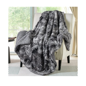 Bedsure GentleSoft Sherpa Fluffy Throw Blanket - Fleece Warm and Cozy Throw for Women Gift, Plush & Fuzzy Faux Fur Blanket for Couch, Sofa, Bed Decor, Tie Dye Design, Grey, 50x60 Inches