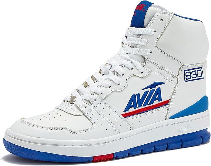 Avia 830 Men's Basketball Shoes, Retro High Top Sneakers for Men Indoor or Outdoor, Street or Court Size 7 to 16 (White/Silver Grey/Dark Grey)