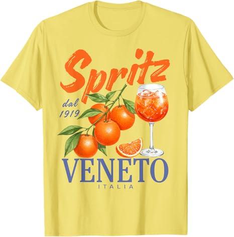 Spritz Veneto dal 1919 Italia Vintage Orange Wine Cocktail T-Shirt, Lemon Yellow, XL