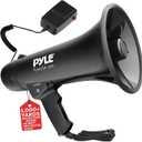 Pyle Megaphone Speaker PA Bullhorn Built-in Siren - Adjustable Volume Control & 1200Yard Range - for Football, Soccer, Baseball, Hockey & Basketball Cheerleading Fans & Coaches or for Safety Drills (Black)